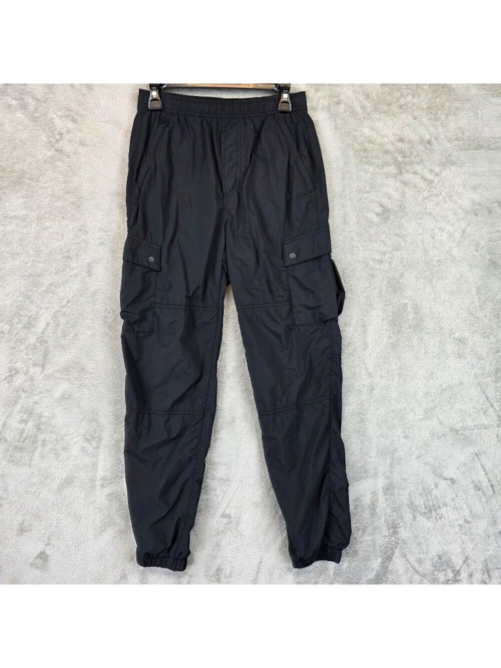 Gap Tech Cargo Jog Pants Mens XS Black Nylon Joggers Elastic Waist Cargo - Picture 1 of 12